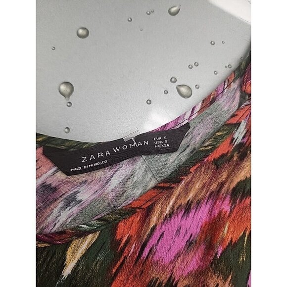 Zara Women's Green Coral Pink Viscose Cami Tank Top Cami Small - Picture 2 of 7